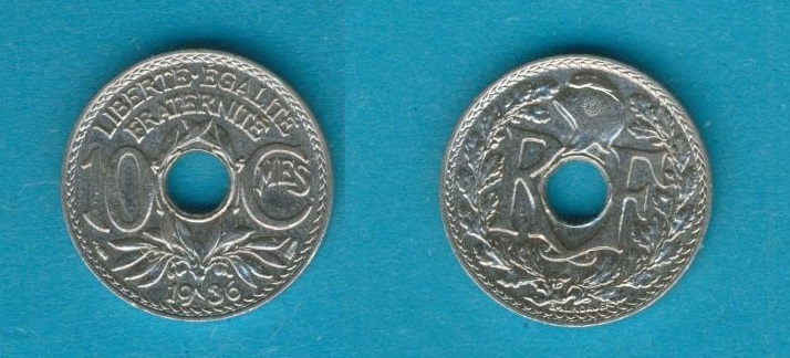  Frankreich 10 Centimes 1936 Top   
