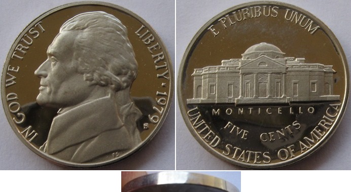  1979, United States, 5 Cents (Jefferson Nickel-1st portrait),S,Proof   