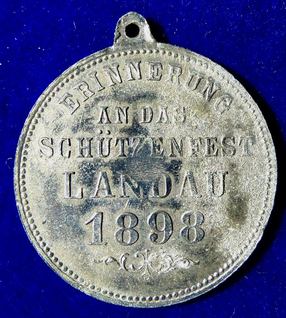  Rifle Meeting Schützenmedaille 1898 Landau in der Pfalz- Bayern, heute Rheinland-Pfalz   