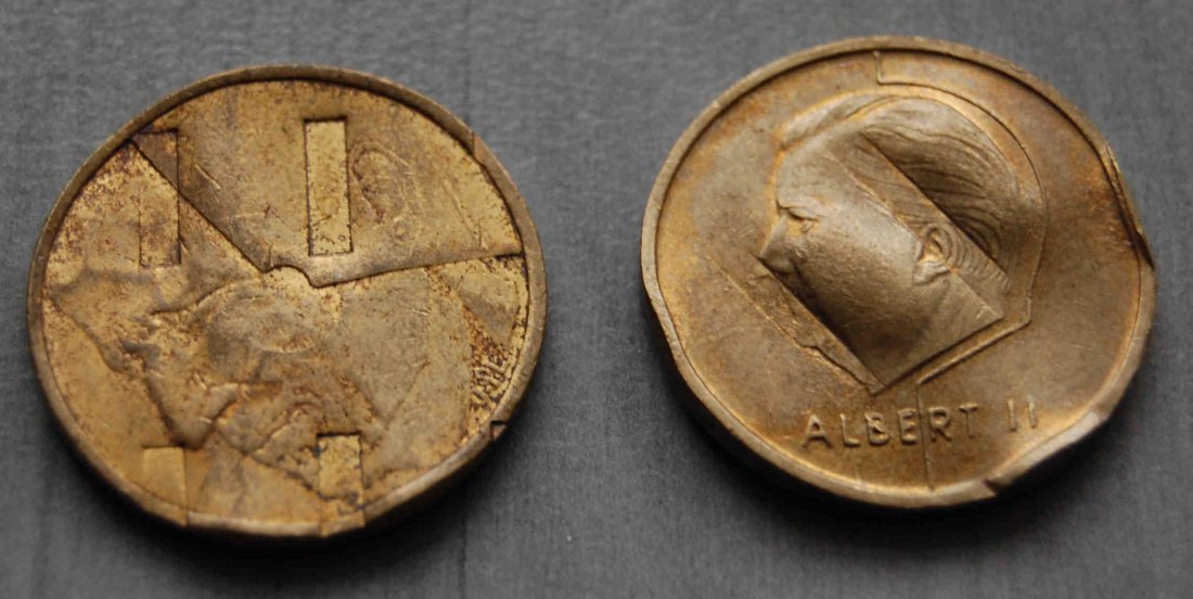  entwertet 2 x 5 Francs Belgien   