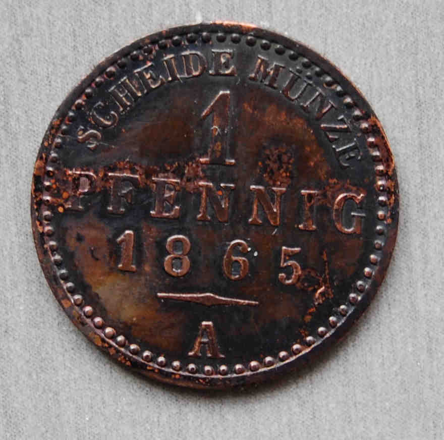  1 Pfennig 1865 A  Sachsen Großherzogtum   