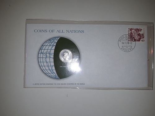 Schweiz Numisbrief aus der Serie Coins of all Nations 20 Rappen 1976 stgl.