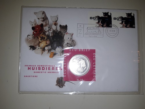 Niederlande Numisbrief Haustiere -Katzen ECU 1998 stgl.