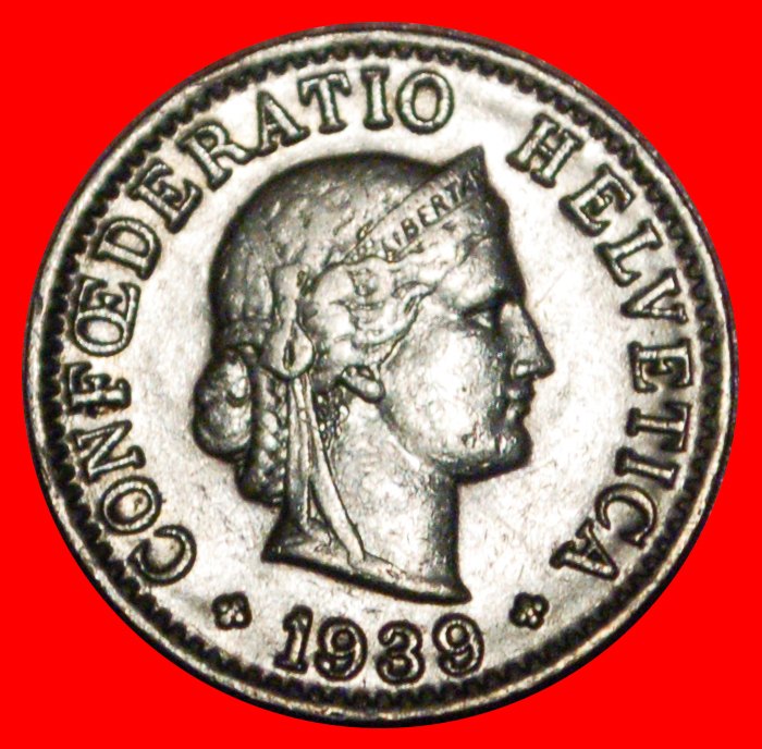 * LIBERTY (1879-2022): SWITZERLAND★5 RAPPEN 1939B! WAR TIME (1939-1945)★DISCOVERY COIN ★ NO RESERVE!