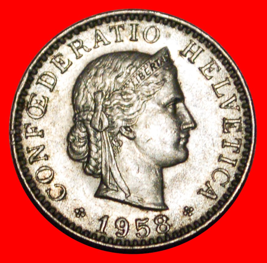 * LIBERTY (1939-2022): SWITZERLAND ★ 20 RAPPEN 1958B DIES 1+A!★LOW START ★ NO RESERVE!