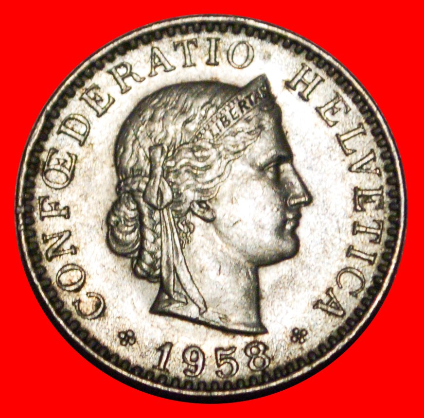  * LIBERTY (1939-2022): SWITZERLAND ★ 20 RAPPEN 1958B DIES 1+A!★LOW START ★ NO RESERVE!   