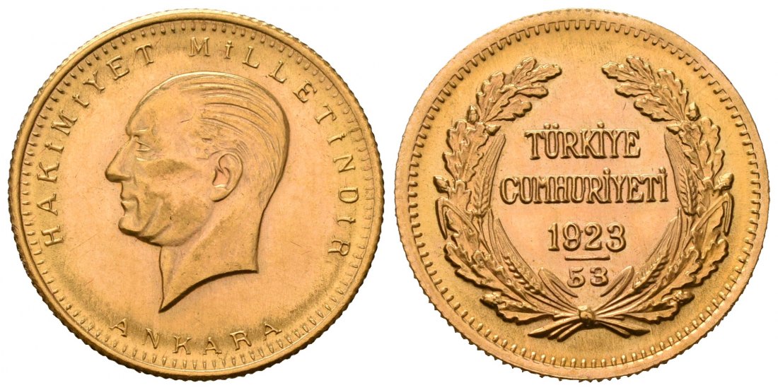 PEUS 7115 Türkei 6,62 g Feingold. Atatürk 100 Piaster GOLD 1923-53=1976 Vorzüglich