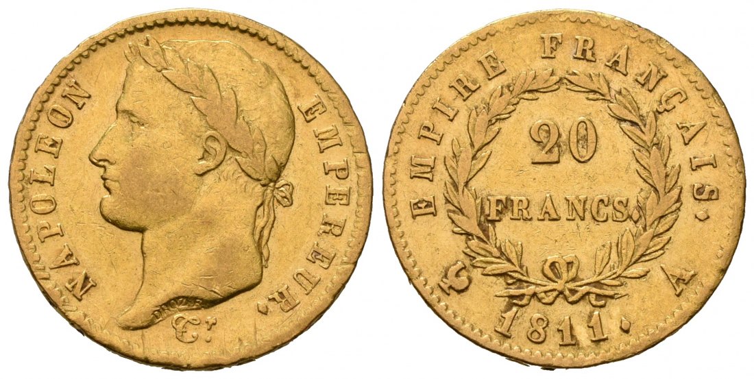 PEUS 7146 Frankreich 5,81 g Feingold. Napoleon I. (1804 - 1814) 20 Francs GOLD 1811 A Fast Sehr schön