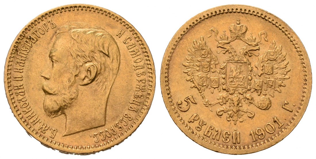 PEUS 7154 Russland 3,87 g Feingold. Zar Nikolaus II. (1894 - 1917) 5 Rubel GOLD 1901 ФЗ (FZ) Sehr schön