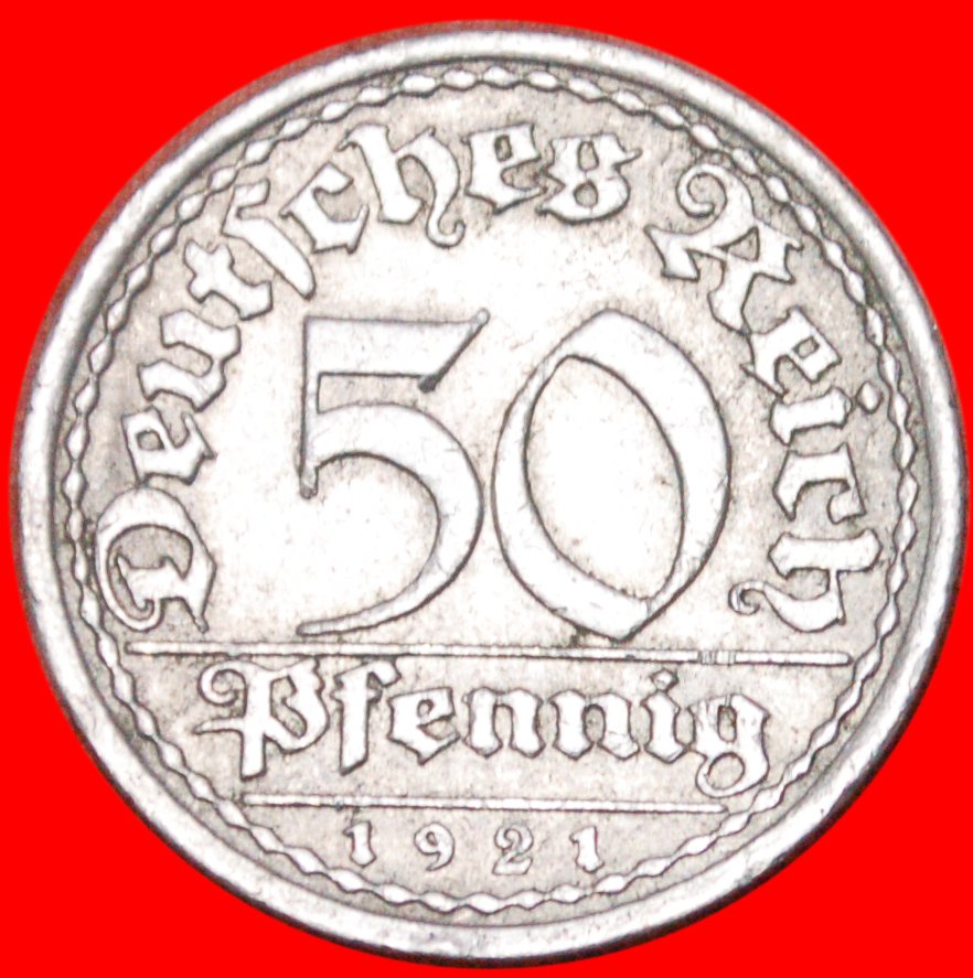  * WEIZENGARBE★DEUTSCHLAND ★ 50 PFENNIG 1921A! OHNE VORBEHALT!   