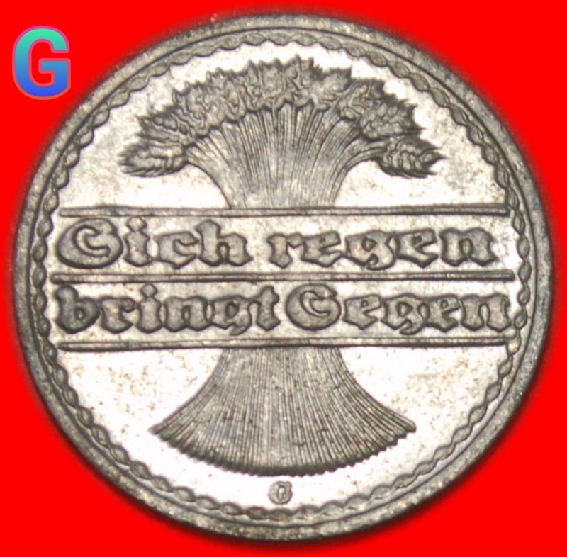  * BUCHSTABE G★ DEUTSCHLAND ★ 50 PFENNIG 1922G! uSTG! OHNE VORBEHALT!   