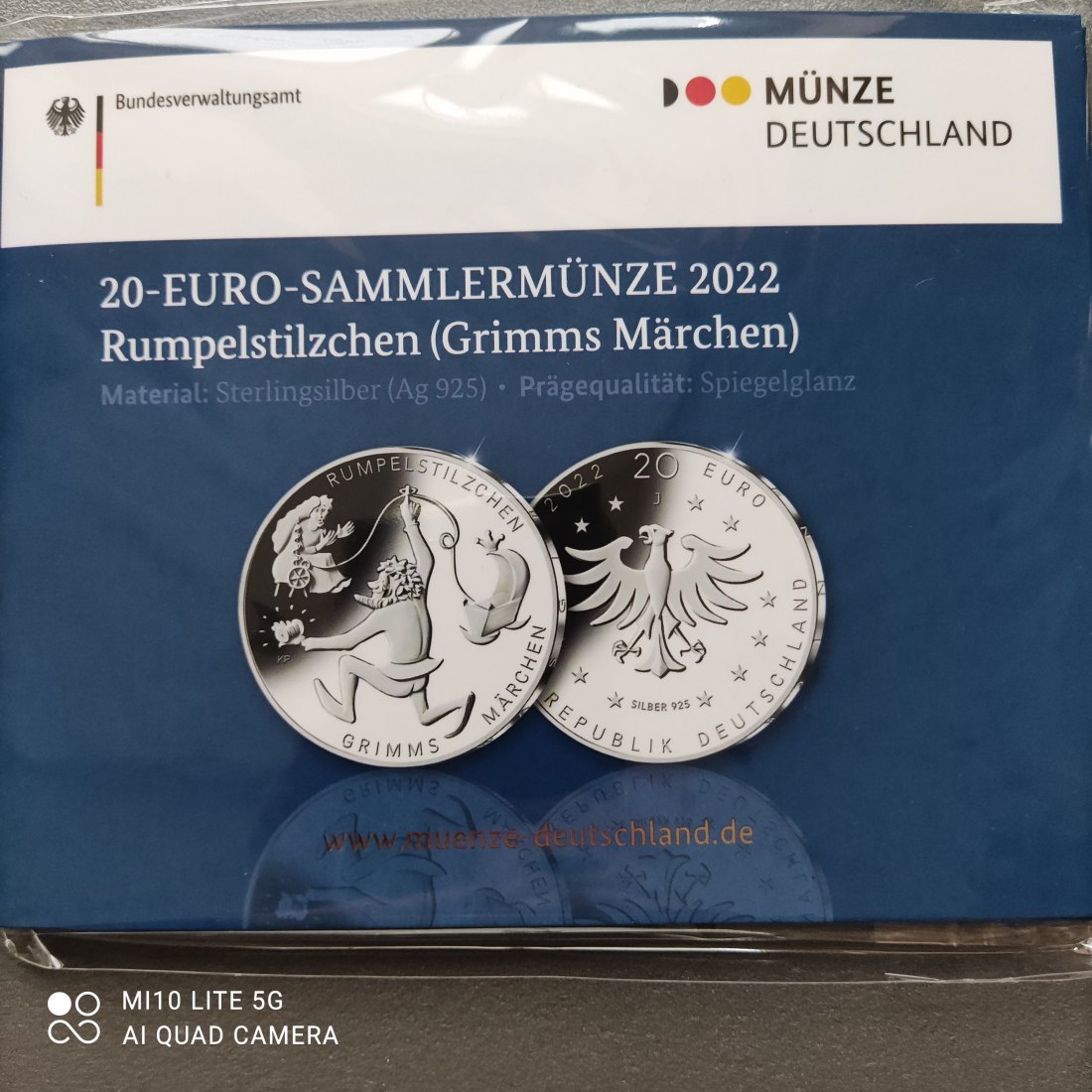  Deutschland 20 Euro Silber 2022 Rumpelstilzchen (Grimms Märchen) Proof PP spiegelglanz   