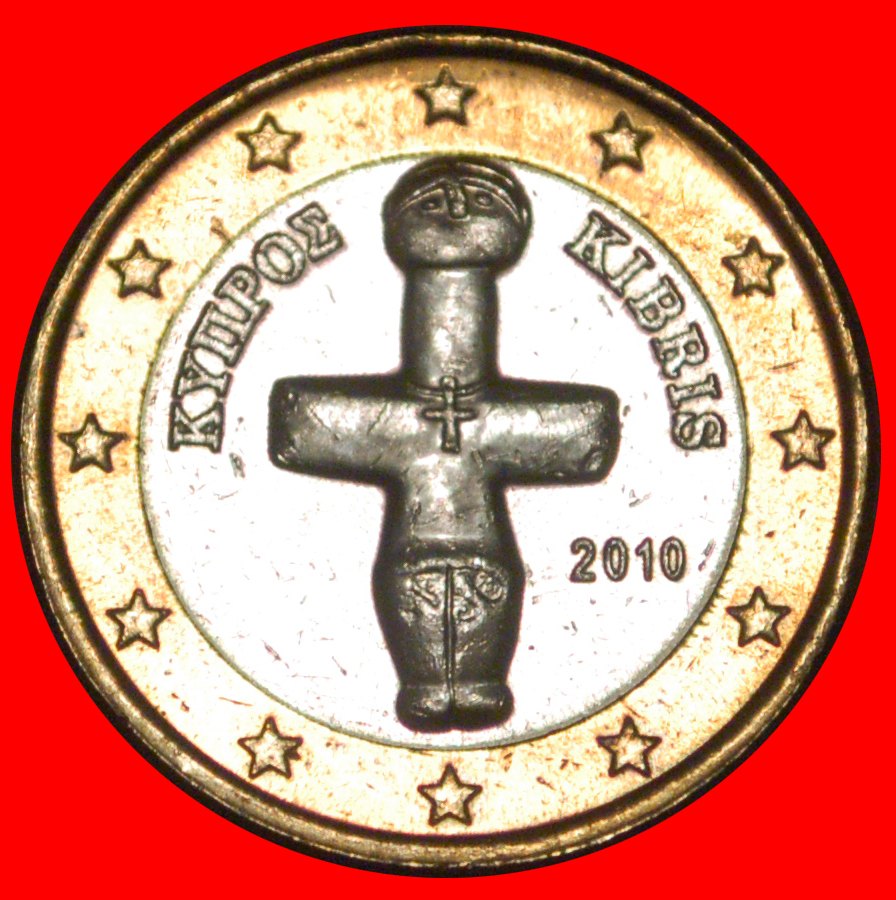 * GREECE: CYPRUS ★ 1 EURO 2010 MINT LUSTER! UNCOMMON YEAR! LOW START★ NO RESERVE!!!