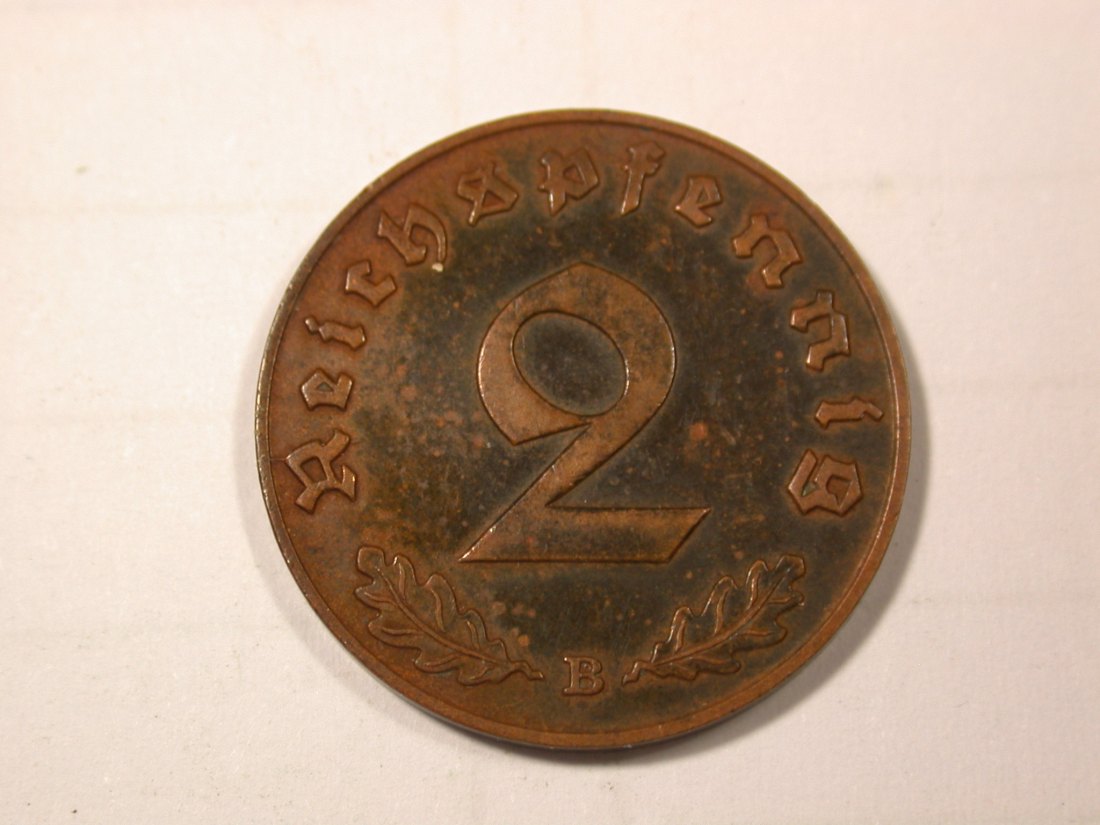  G10  3.Reich  2 Pfennig  1939 B in vz+  Originalbilder   