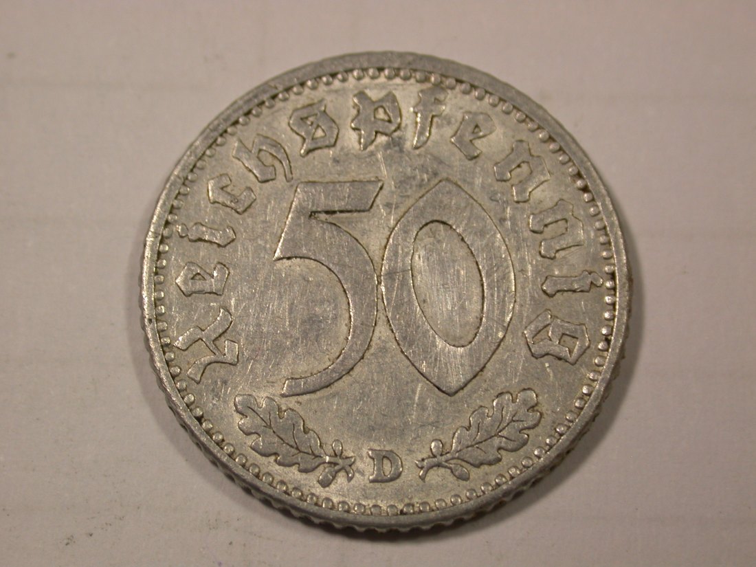 G10 3.Reich 50 Pfennig 1942 D in ss Originalbilder