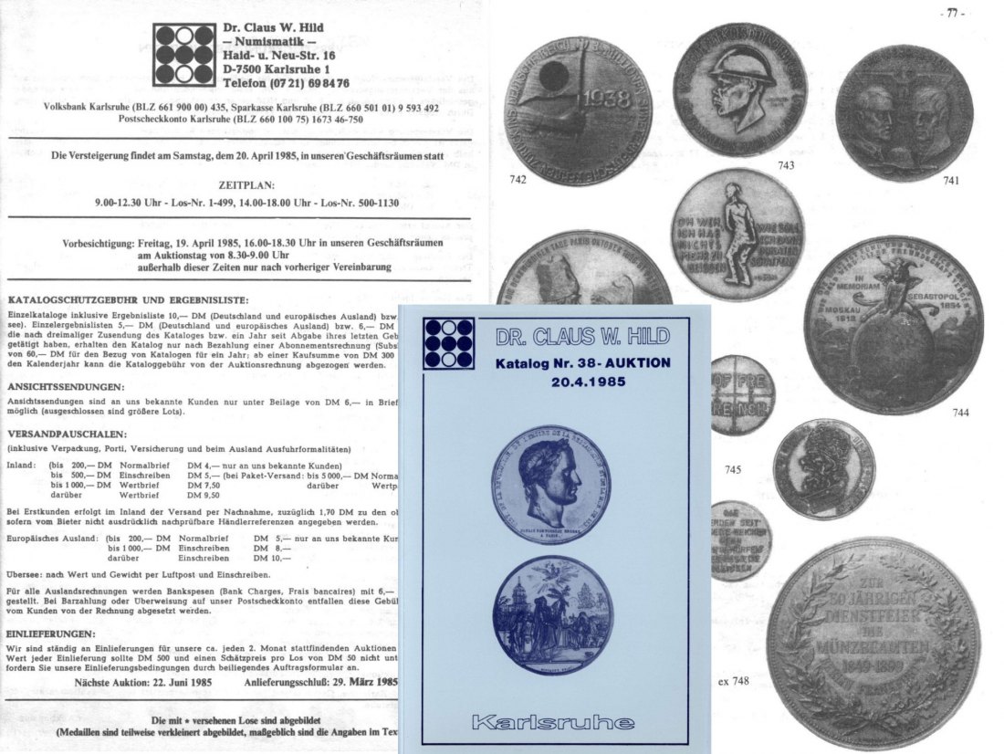  Hild (Karlsruhe) Auktion 38 (1985) Münzen von der Antike ,Mittelalter und Neuzeit   