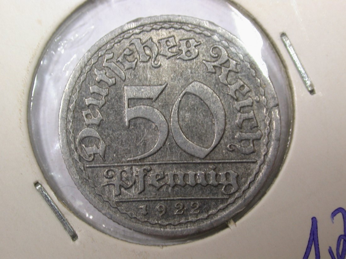  F05  Weimar  50 Pfennig  1922 F in vz/vz+  Originalbilder   