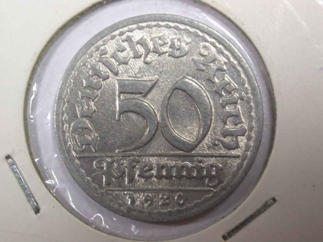 F05 Weimar 50 Pfennig 1920 D in f.st/st Originalbilder