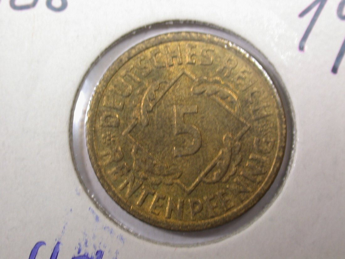 F05 Weimar 5 Renten Pfennig 1923 A in vz-st/f.st Originalbilder