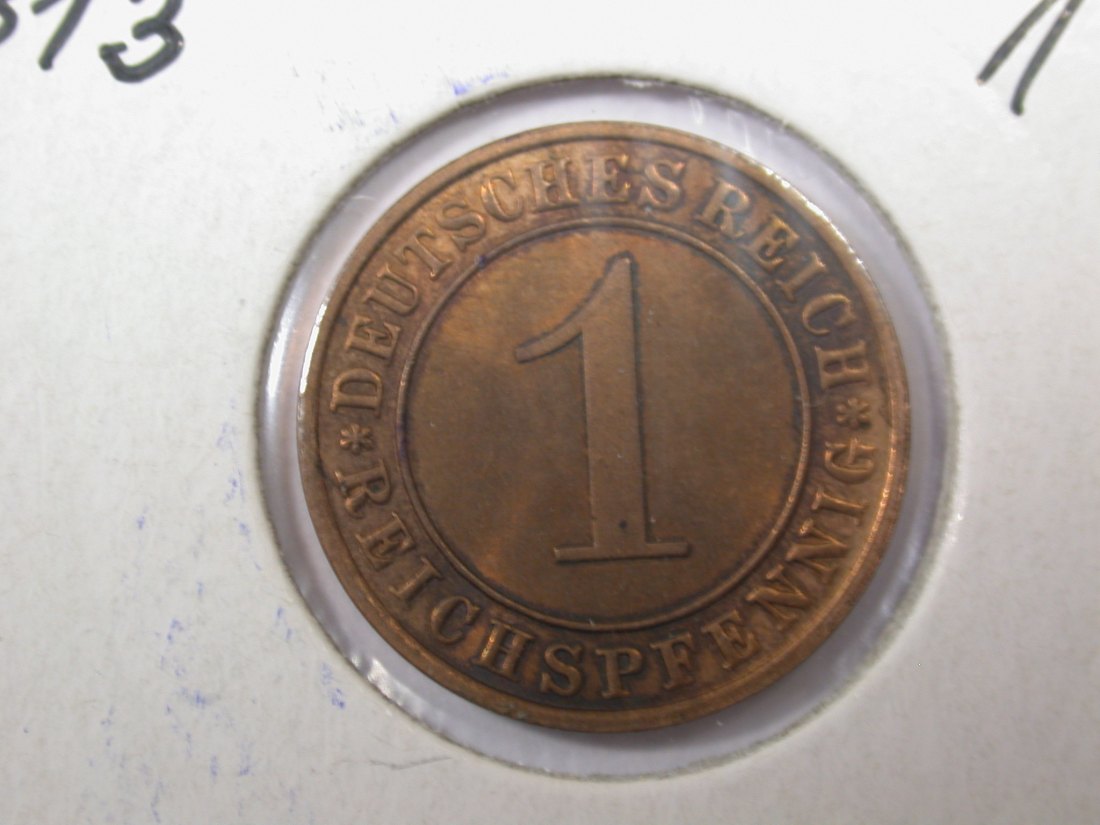 F05 Weimar 1 Reichspfennig 1935 F in f.st/st Originalbilder