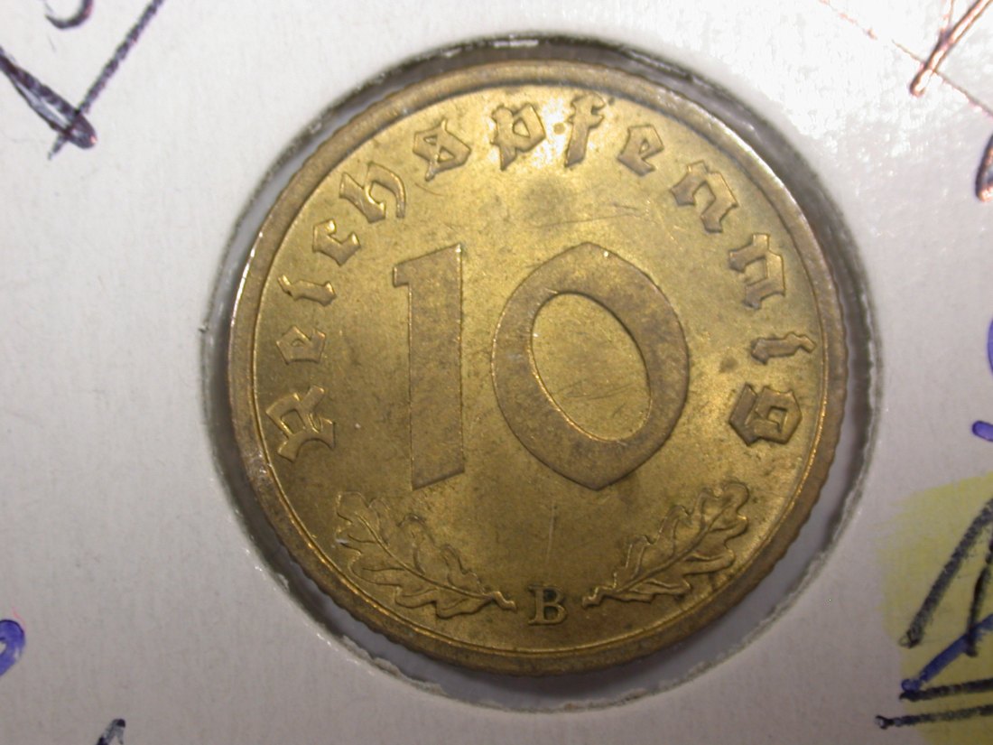  F05  3.Reich  10 Pfennig  1939 B in f.ST   Originalbilder   
