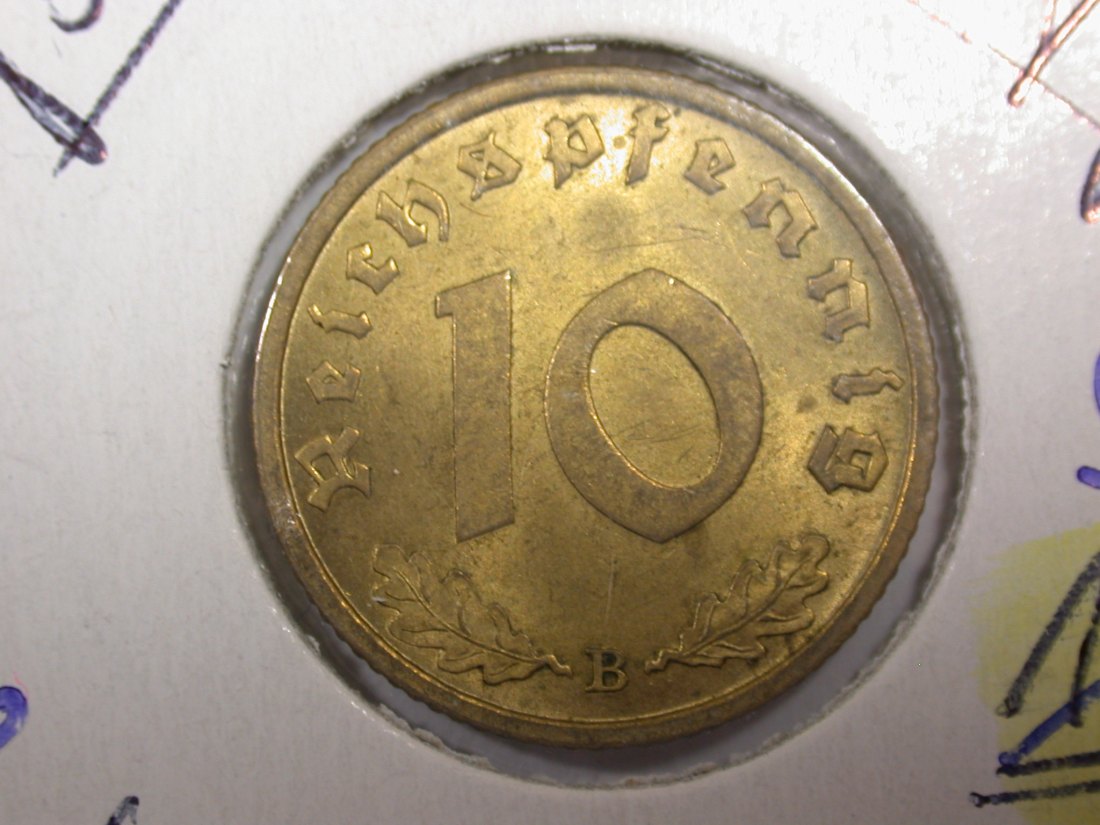 F05 3.Reich 10 Pfennig 1939 B in f.ST Originalbilder