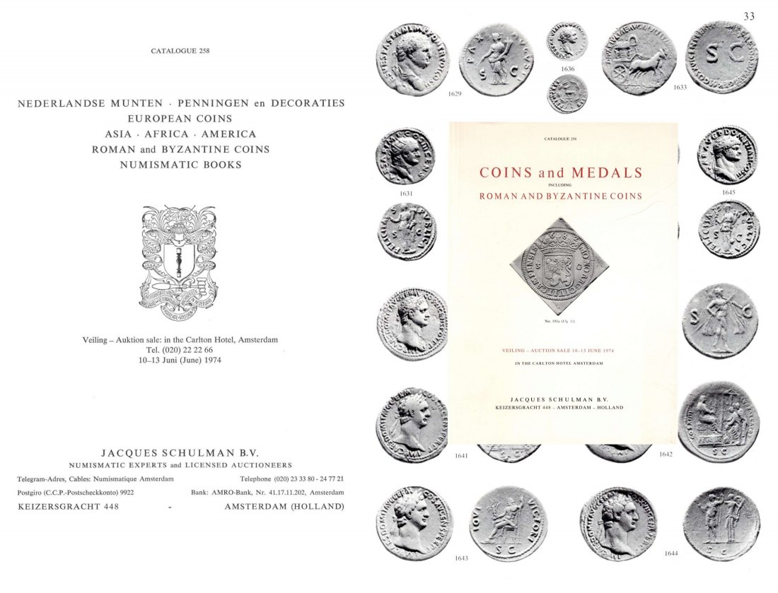  Schulman Jacques (Amsterdam) 258 (1974) - Coins and Medals including Roman and Byzantine Coins   