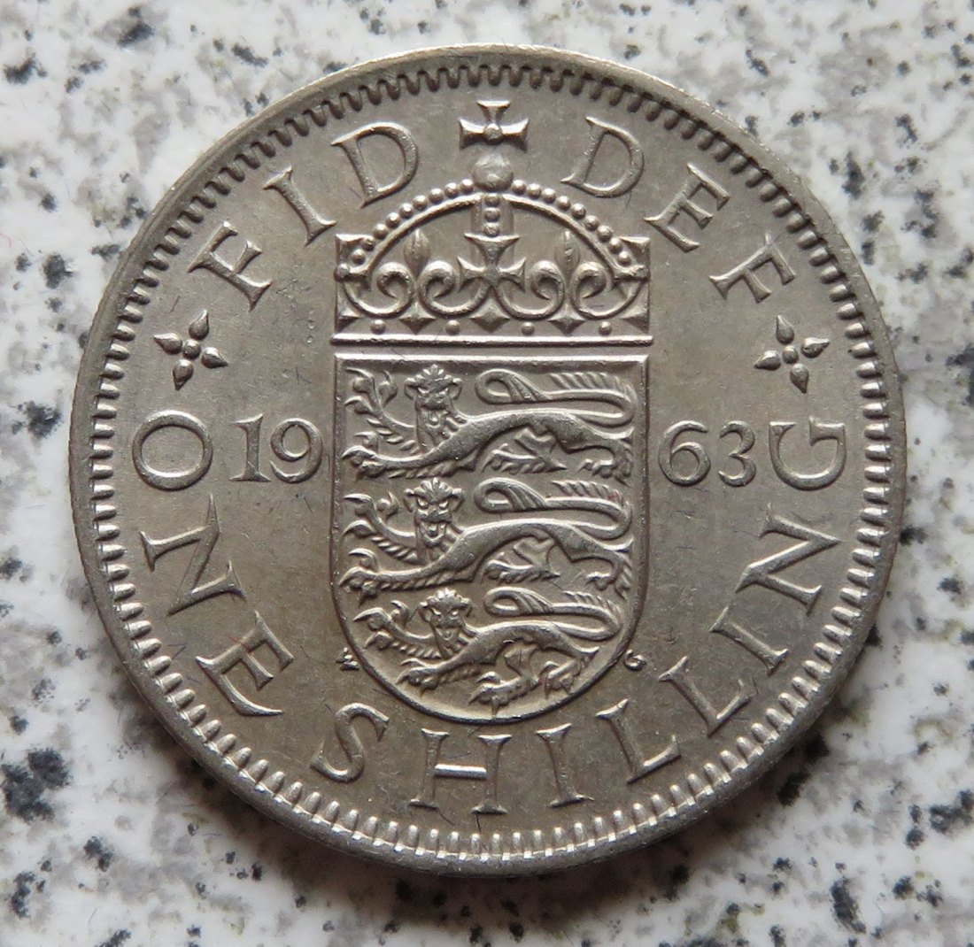  Großbritannien 1 Shilling 1963, Englisch, besser   
