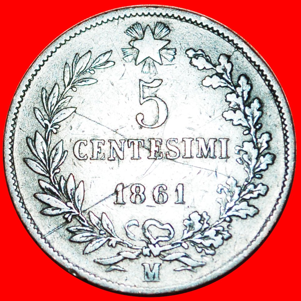  * MILAN: ITALY ★ 5 CENTESIMES 1861M! VICTOR EMMANUEL II (1861-1878) LOW START ★ NO RESERVE!   