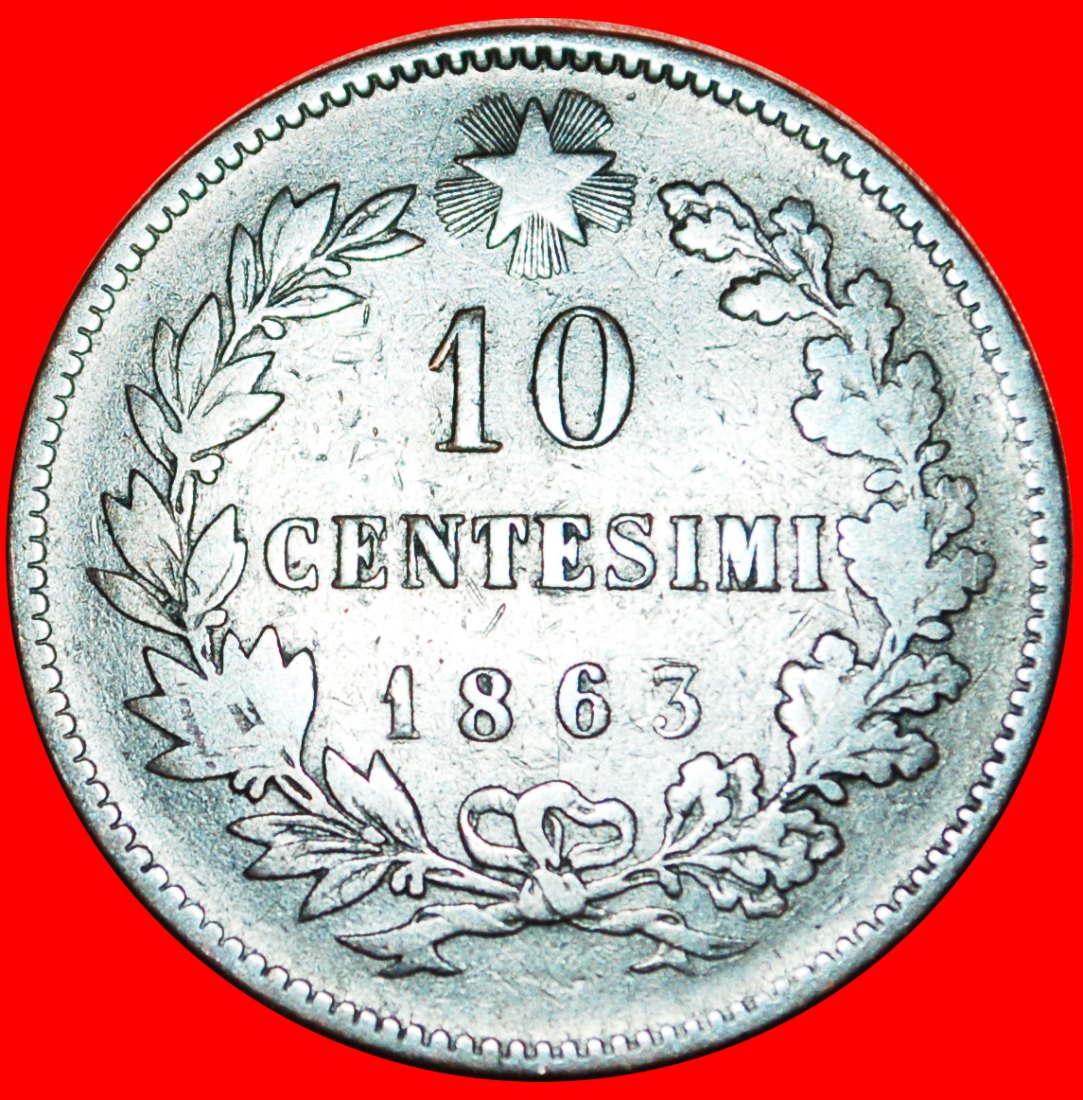 Ⰶ FRANCE: ITALY ★ 10 CENTESIMES 1863! VICTOR EMMANUEL II (1861-1878) LOW START ★ NO RESERVE!