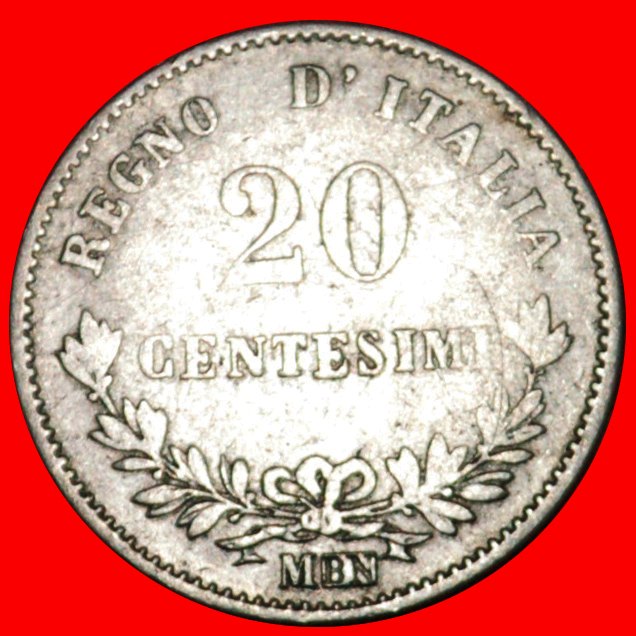 Ⰶ SILBER: ITALIEN ★ 20 CENTESIMI 1863M BN! Viktor Emanuel II. (1861-1878)★OHNE VORBEHALT!