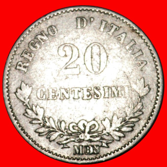  * SILVER: ITALY ★ 20 CENTESIMOS 1863M BN! VICTOR EMMANUEL II (1861-1878)★LOW START ★ NO RESERVE!   