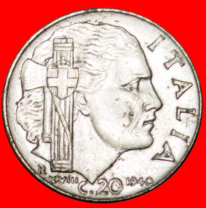  Ⰶ WARTIME (1939-1945): ITALY ★ 20 CENTESIMOS 1940R! VICTOR EMMANUEL III ★LOW START ★ NO RESERVE!   