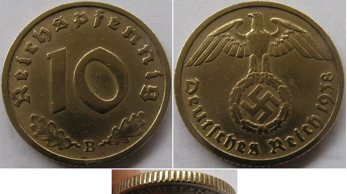  1938, Deutschland, 10 Reichspfennig (B)   