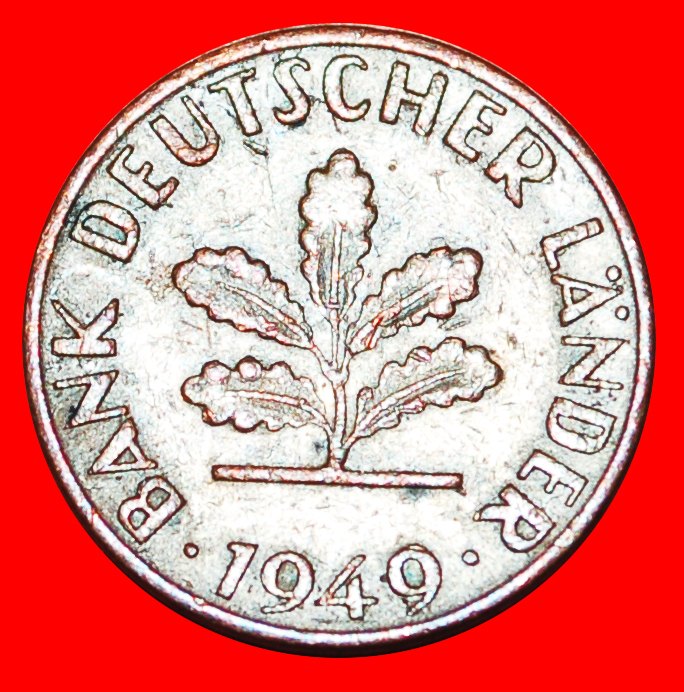 * FIRST ISSUE (1948-1949): GERMANY ★ 1 PFENNIG 1949F! BANK DEUTSCHER LÄNDER! LOW START★ NO RESERVE!   