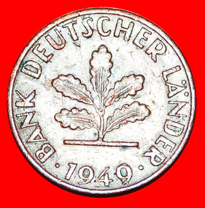 * FIRST ISSUE (1948-1949): GERMANY ★ 1 PFENNIG 1949F! BANK DEUTSCHER LÄNDER! LOW START★ NO RESERVE!