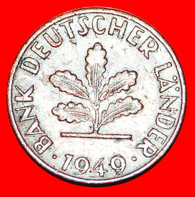  * ERSTE AUSGABE (1948-1949): DEUTSCHLAND ★ 1 PFENNIG 1949F! BANK DEUTSCHER LÄNDER! OHNE VORBEHALT!   