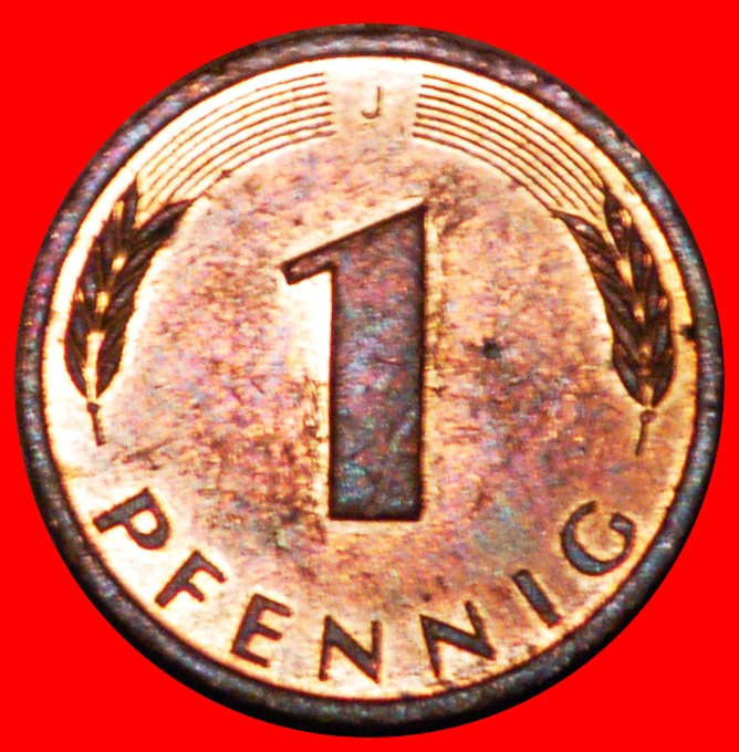 * OAK (1950-2001): GERMANY ★ 1 PFENNIG 1986J MINT LUSTRE Hamburg! LOW START★ NO RESERVE!