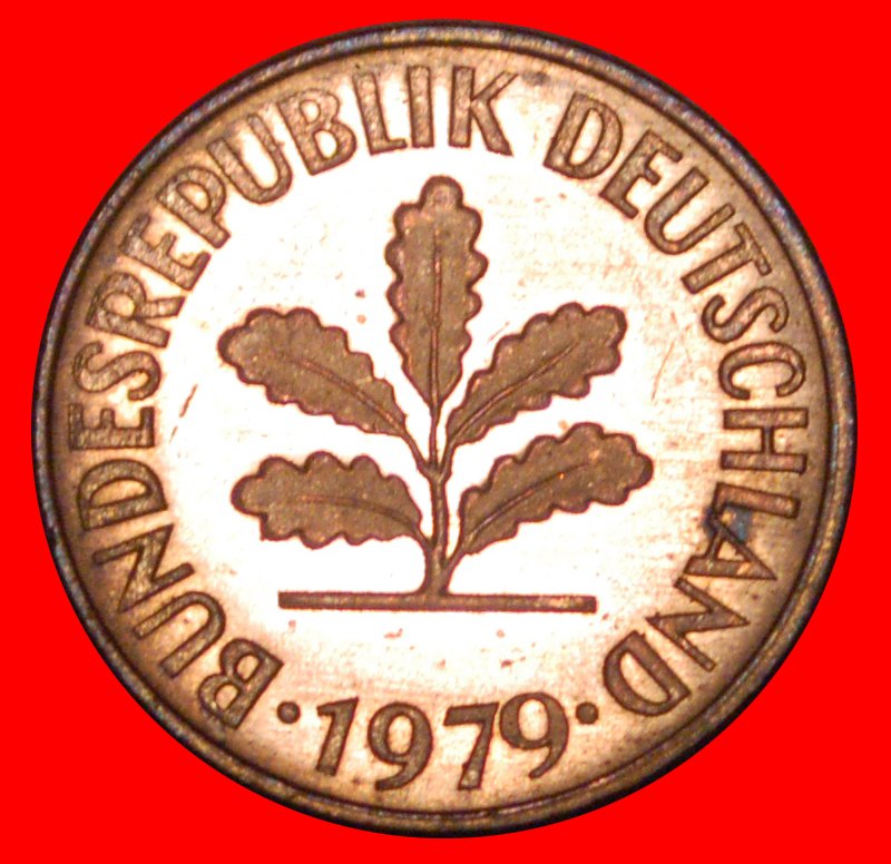  * OAK (1950-2001): GERMANY ★ 2 PFENNIG 1979G MINT LUSTRE! TO BE PUBLISHED! LOW START★ NO RESERVE!   