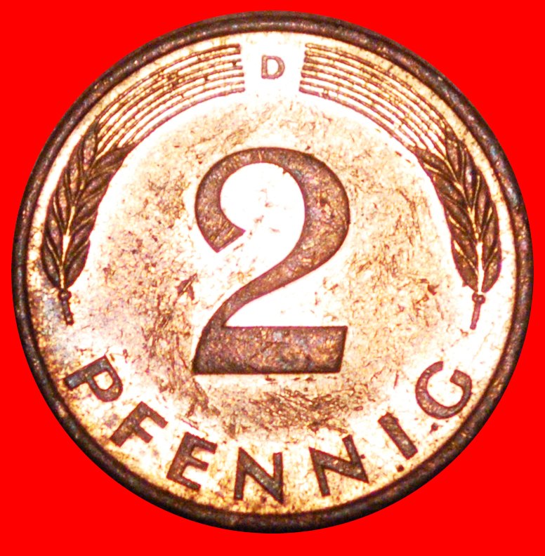 * OAK (1950-2001): GERMANY ★ 2 PFENNIG 1989D MINT LUSTRE! TO BE PUBLISHED! LOW START★ NO RESERVE!