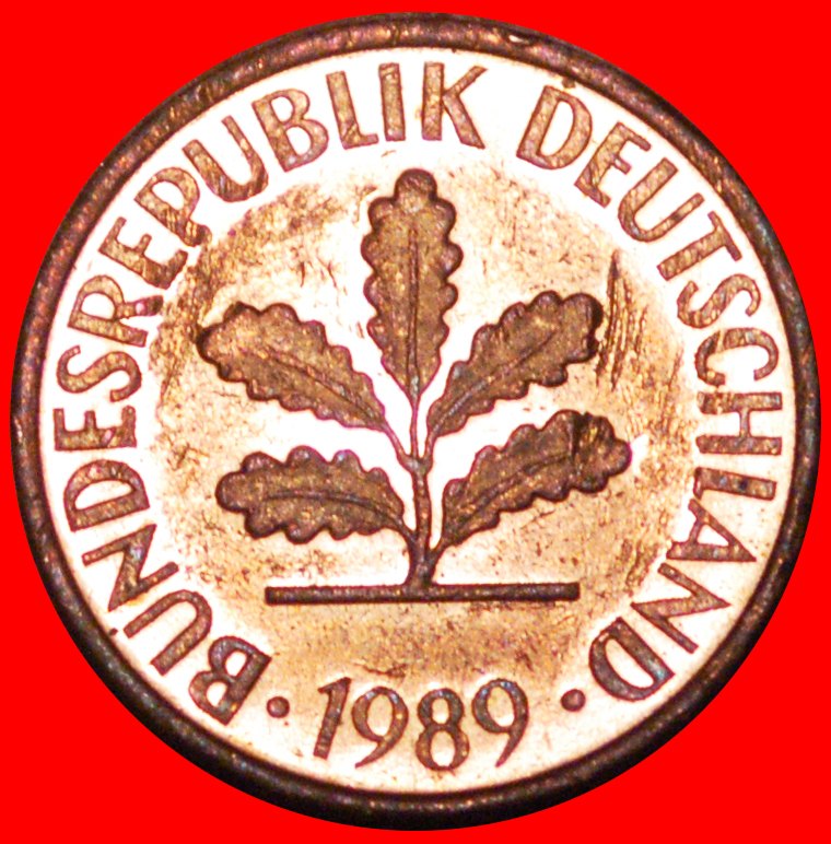  * OAK (1950-2001): GERMANY ★ 2 PFENNIG 1989D MINT LUSTRE! TO BE PUBLISHED! LOW START★ NO RESERVE!   