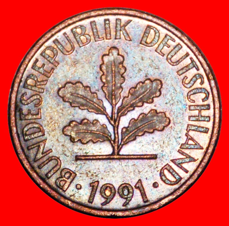  * EICHE (1950-2001): DEUTSCHLAND ★ 2 PFENNIG 1991D! VERÖFFENTLICHT WERDEN! OHNE VORBEHALT!   