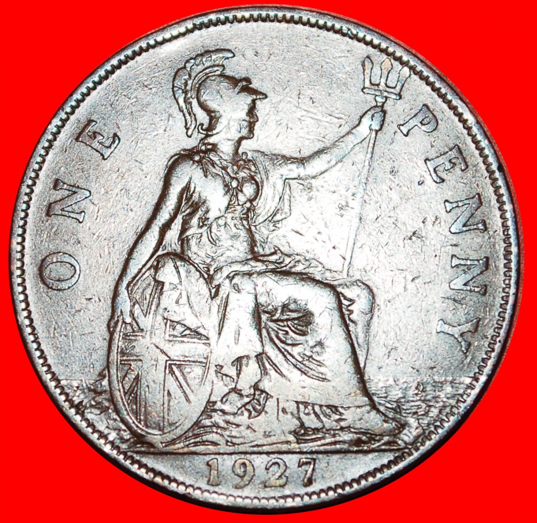  * HERRIN DER SEEN (1926-1927): GROSSBRITANNIEN ★ PENNY 1927! GEORG V. (1911-1936) OHNE VORBEHALT!   