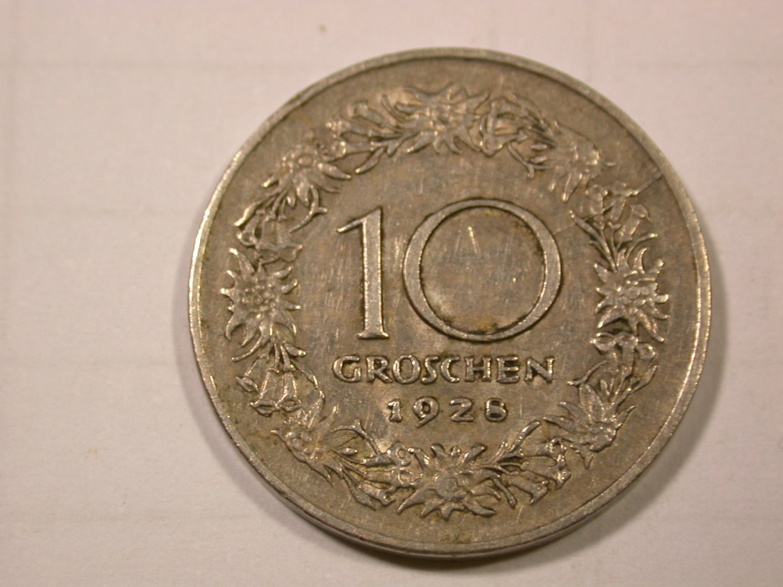  G11 Österreich  10 Groschen 1928 in ss  Originalbilder   