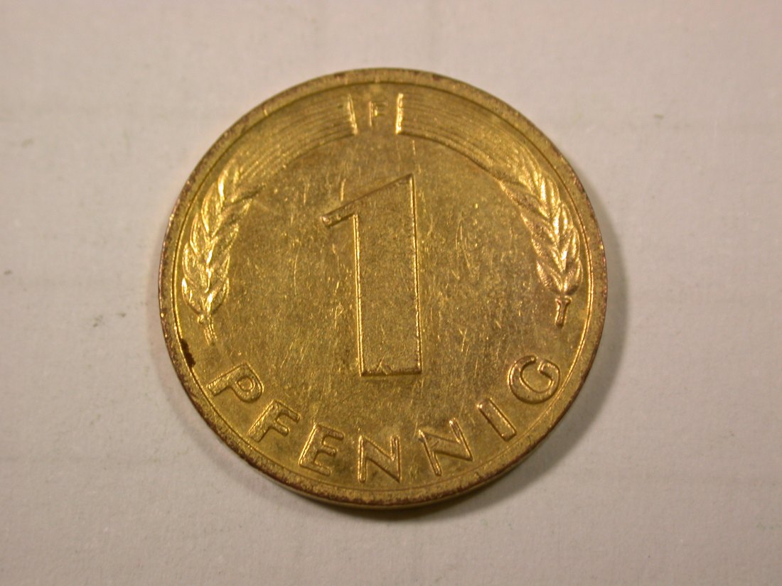  G11 BRD  1 Pfennig 1967 F hartvergoldet sehr dekorativ  Originalbilder   