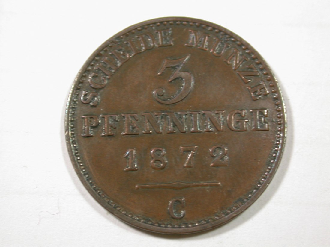  G11  Preussen  3 Pfennig  1872 C in ss+ Originalbilder   