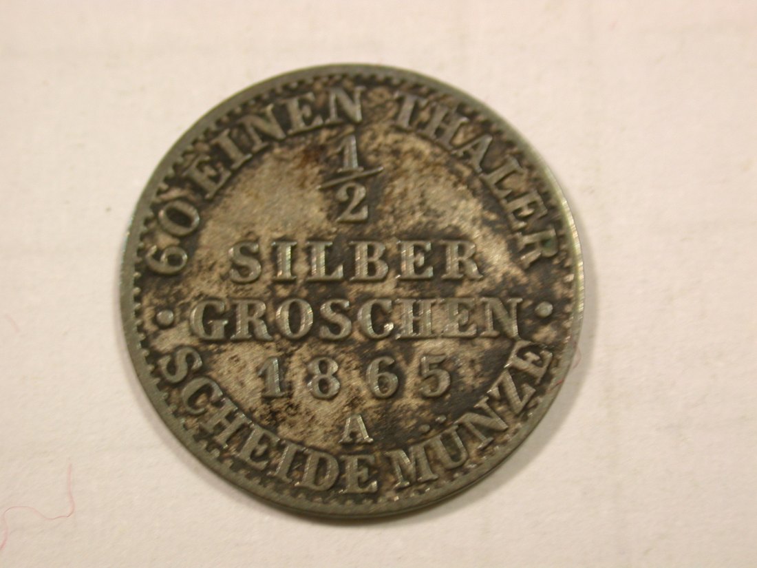  G11  Preussen  1/2 Silbergroschen 1865 A in ss     Originalbilder   