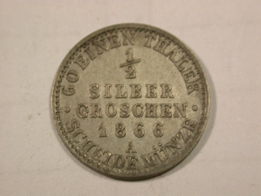 G11 Preussen 1/2 Silbergroschen 1866 A in ss+/f.vz Originalbilder