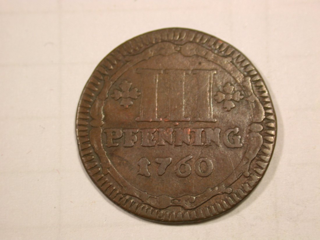 G11 Münster 3 Pfennig 1760 in ss Originalbilder