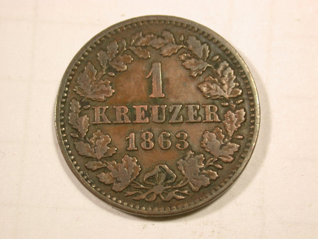  G11  Nassau  1 Kreuzer 1863 in ss/ss+ Originalbilder   
